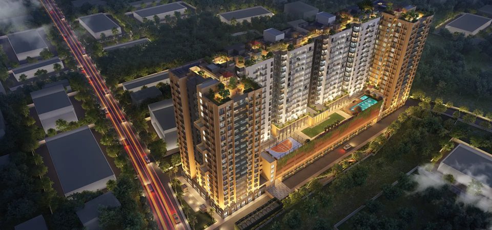 Elevate at Godrej Se7en: Aerial tower view. Developer image; may be an artist's impression. Source: Godrej Properties project website.