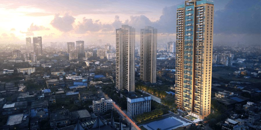 Palladina: PALLADINA AERIAL DRONE VIEW. Developer image; may be an artist's impression. Source: Srijan Realty project website.
