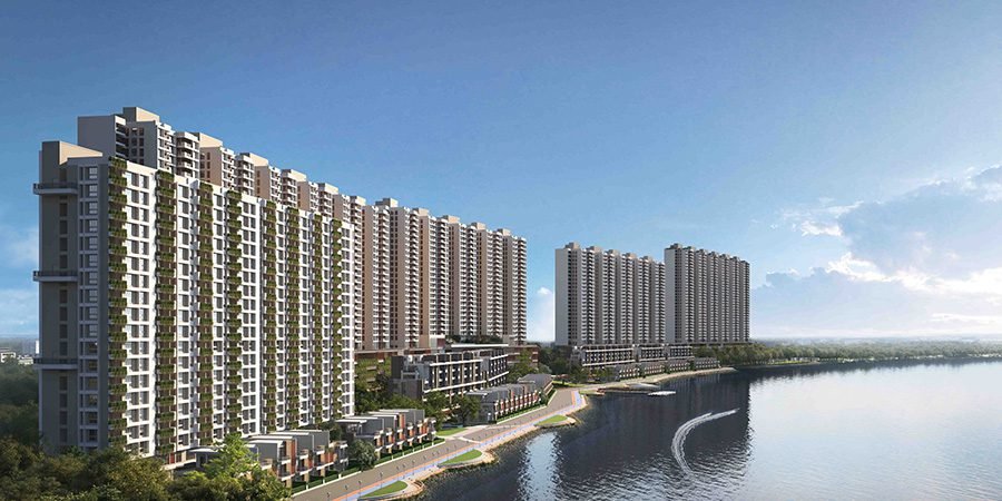 Primus Ganges: SENIOR LIVING ELEVATION VIEW DAY. Developer image; may be an artist's impression. Source: Srijan Realty project website.