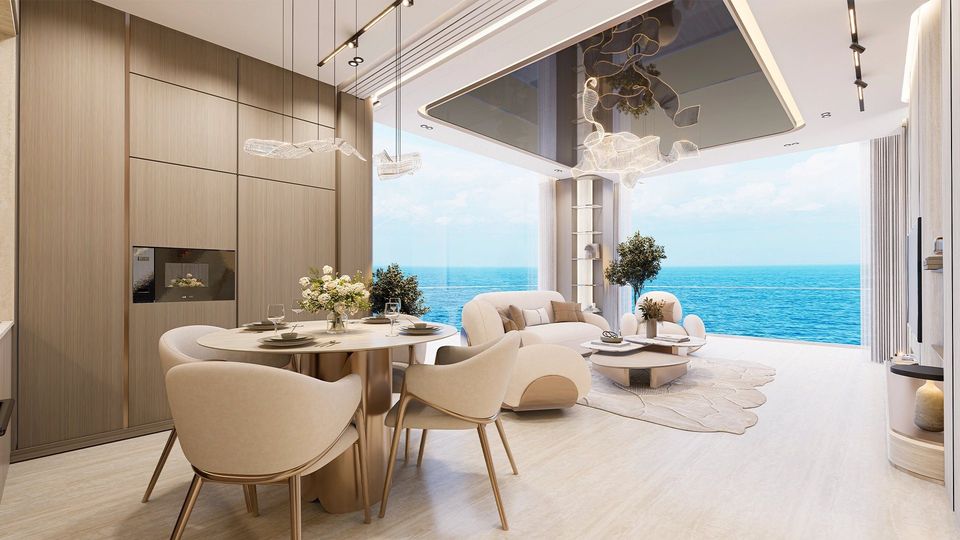Dining and sea view. Artist's impression. Source: Danube Properties website
